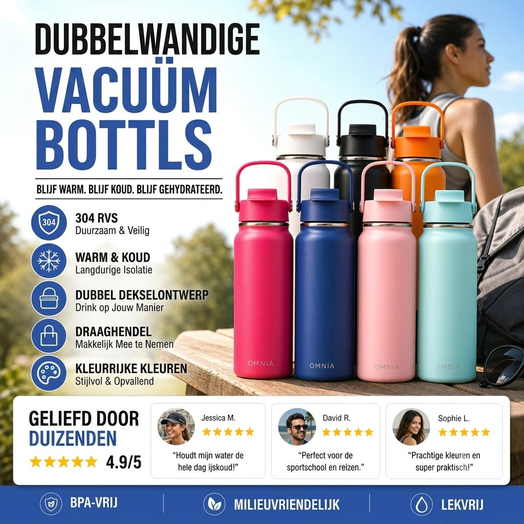 Vacuümgeïsoleerde Roestvrijstalen Drinkbeker met Lekvrij Deksel en Rietje
