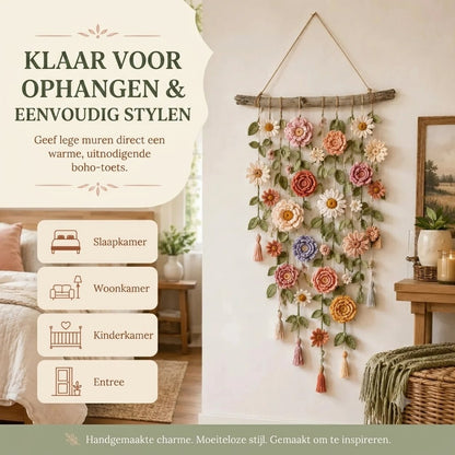 Wanddecoratie met Gehaakte Bloemen