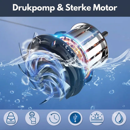 Draagbare waterpomp set met slang en sproeikoppen