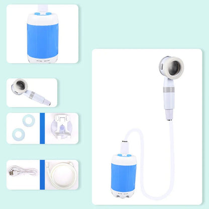 Draagbare douche voor op de camping met waterpomp