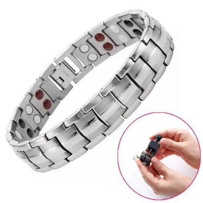 Retro herenarmband met kruis en dubbele rij magnetische sluiting