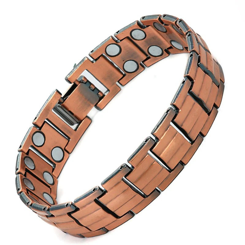 Retro herenarmband met kruis en dubbele rij magnetische sluiting