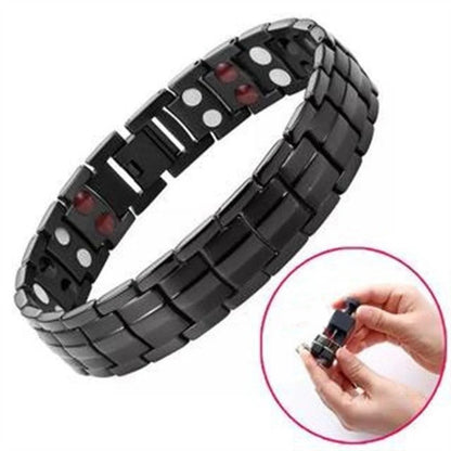 Retro herenarmband met kruis en dubbele rij magnetische sluiting