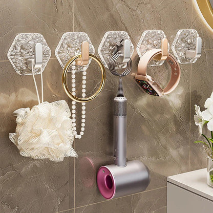 Set van 5 stuks zelfklevende wandhaken van ABS en PS met een L-vormig ontwerp