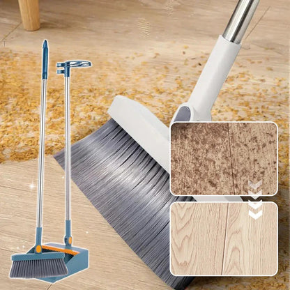Staande Stoffer & Blik Set met 180° Draaibare Bezem