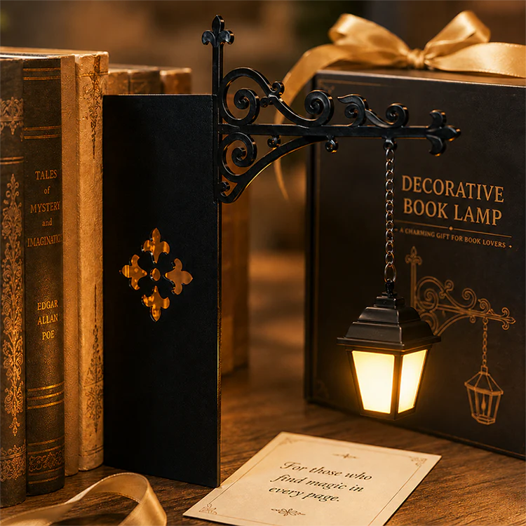 Miniatuur Retro Straatlantaarn Boekensteun met Verlichting