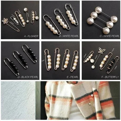 Veiligheidsspeldbroche met Strass en Parels