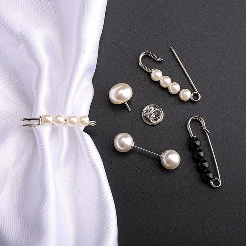 Veiligheidsspeldbroche met Strass en Parels