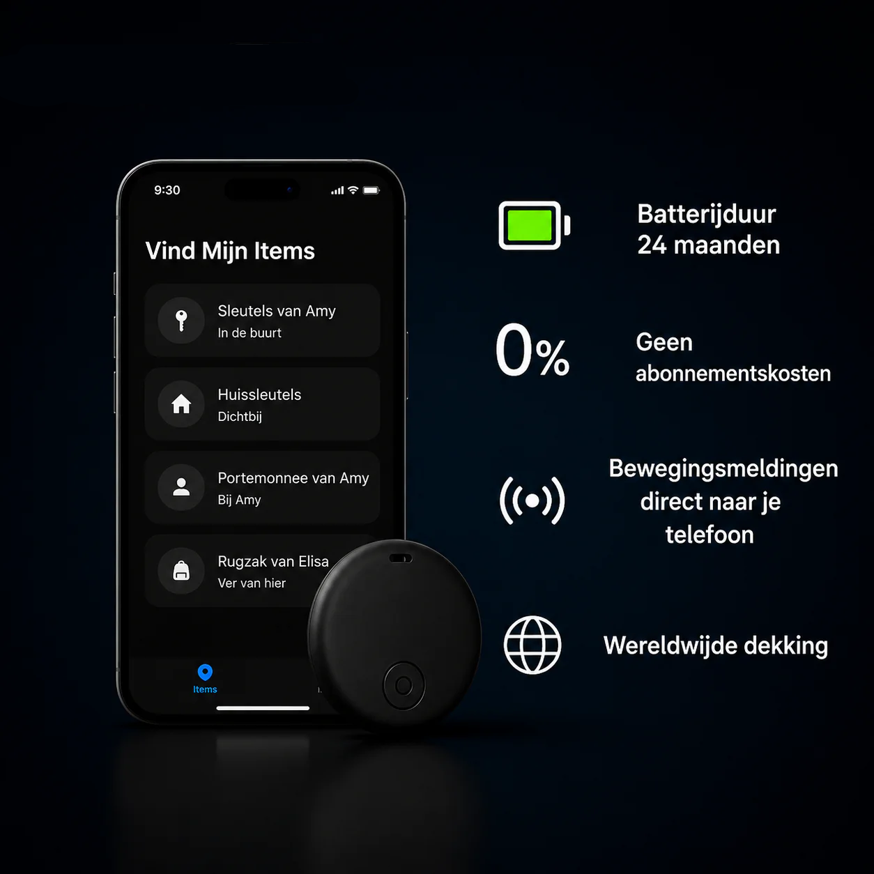 GP90 - Slimme GPS-tracker zonder abonnement (Android/Apple)