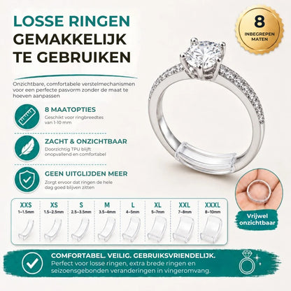 Onzichtbare Ringmaatverstellers Set van 8