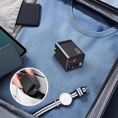 65W 3-in-1 slimme intrekbare snellader