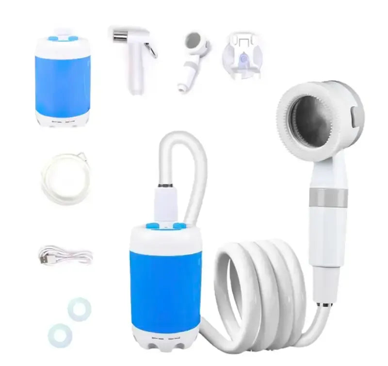 Draagbare waterpomp set met slang en sproeikoppen