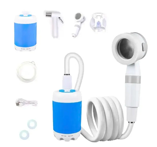 Draagbare waterpomp set met slang en sproeikoppen