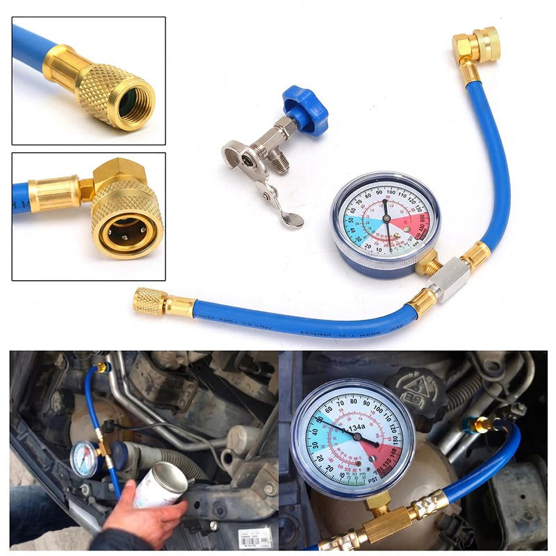 R134a AC-vulslang met manometer