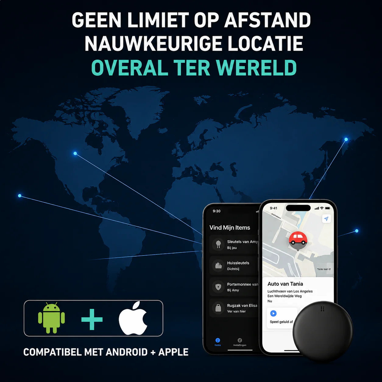 GP90 - Slimme GPS-tracker zonder abonnement (Android/Apple)