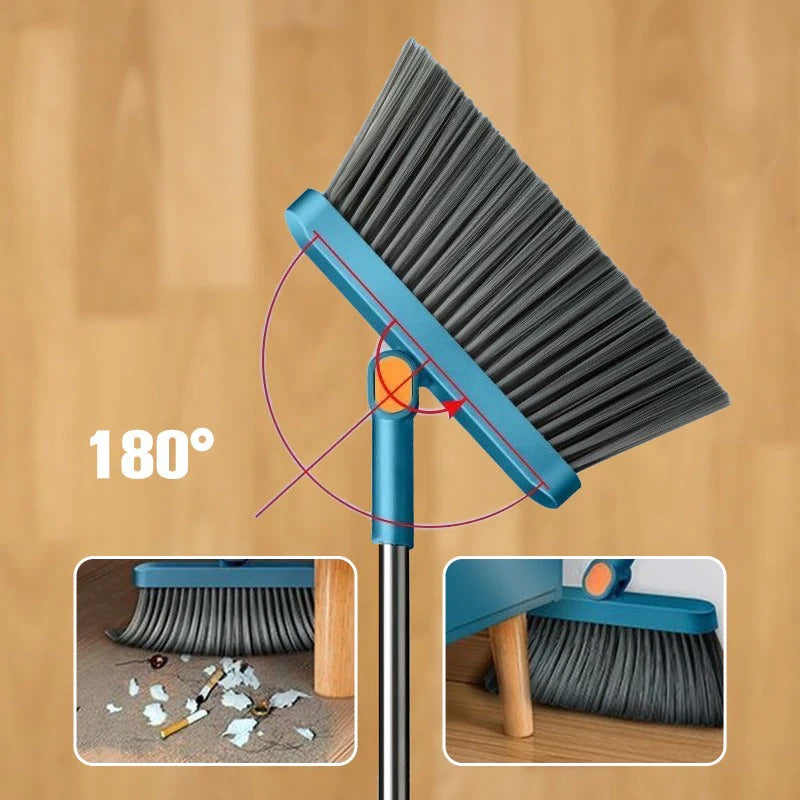 Staande Stoffer & Blik Set met 180° Draaibare Bezem