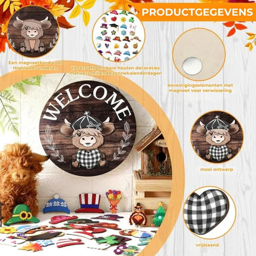 Welkomstbord met Schotse Hooglander