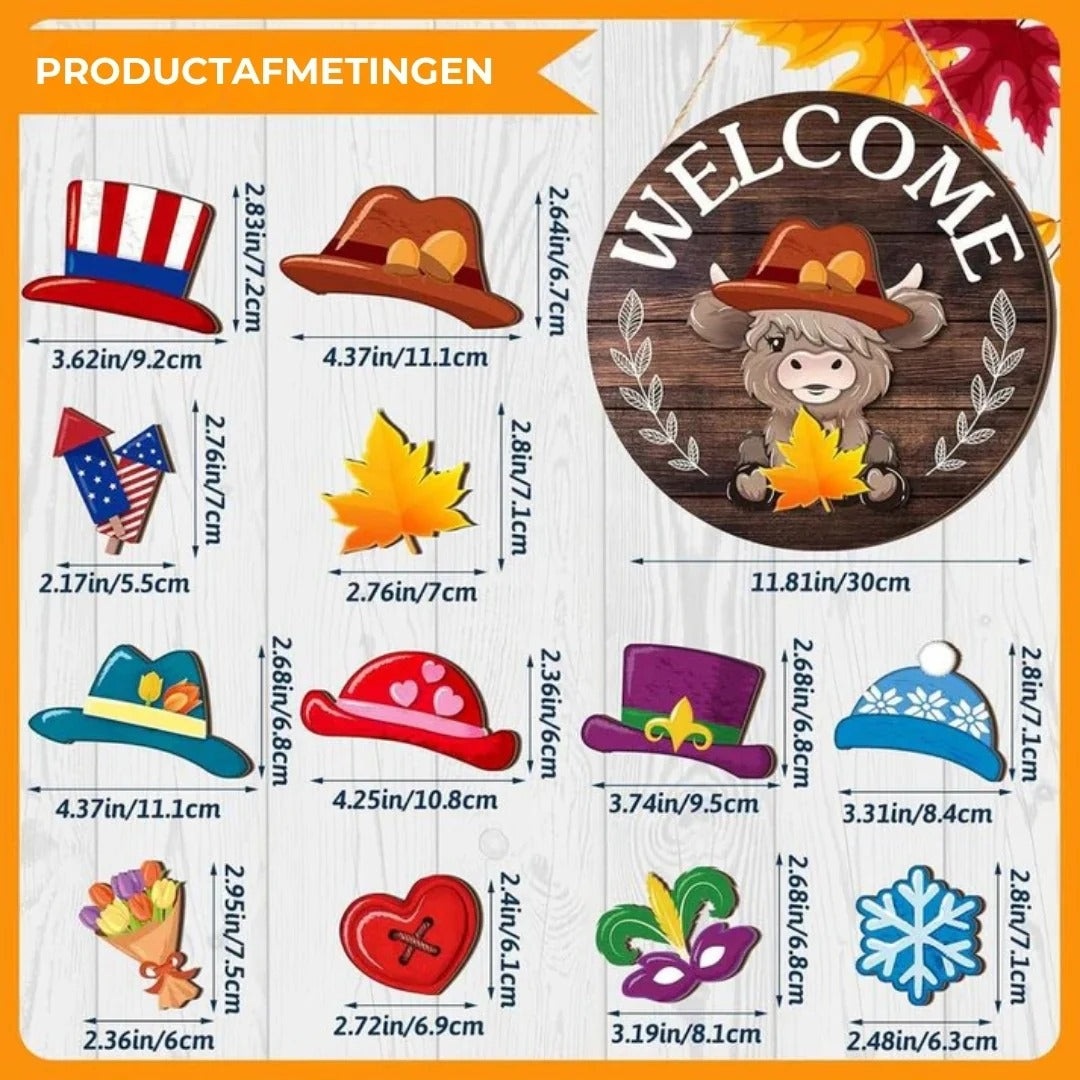Welkomstbord met Schotse Hooglander