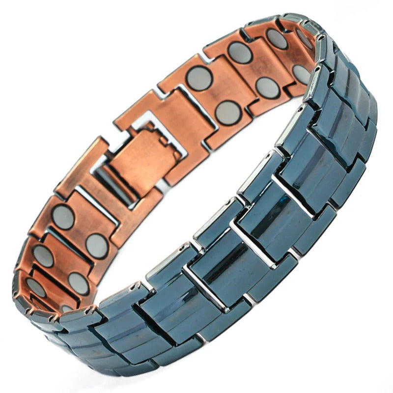 Retro herenarmband met kruis en dubbele rij magnetische sluiting