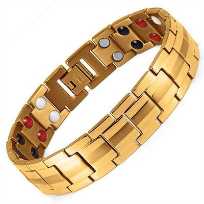 Retro herenarmband met kruis en dubbele rij magnetische sluiting