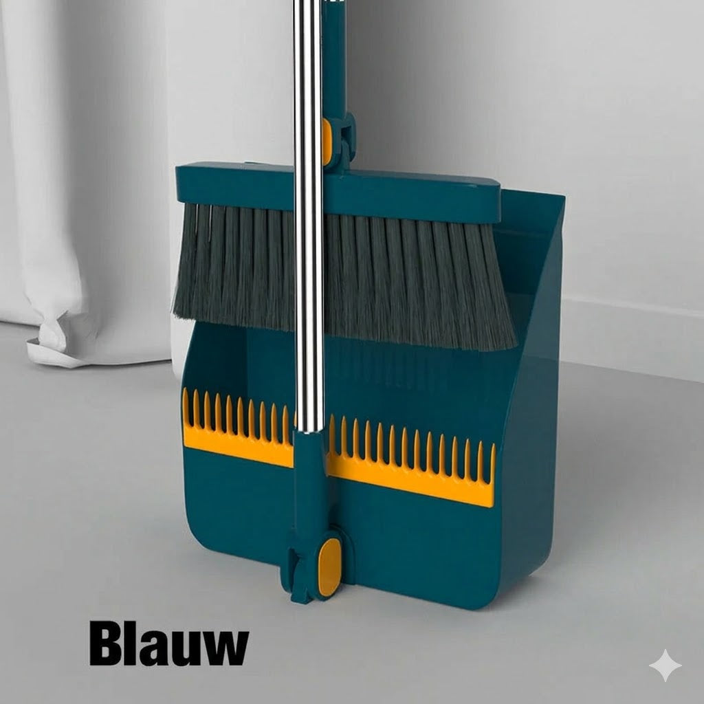 Staande Stoffer & Blik Set met 180° Draaibare Bezem