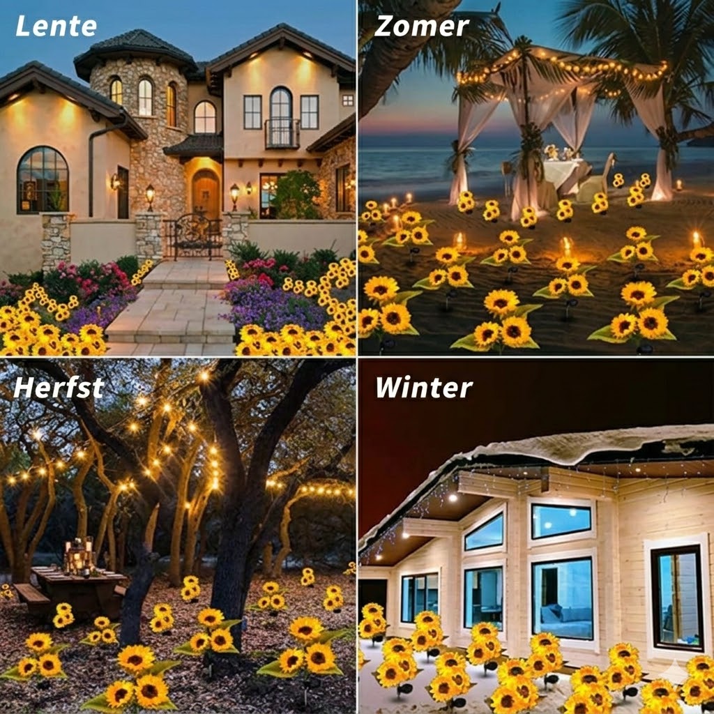 Waterdichte zonne-energie lampen（3 Zonnebloemlampen）