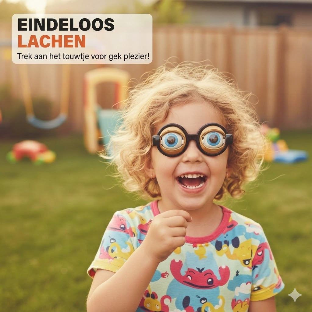 Grappige bril met knipogend oogmechanisme