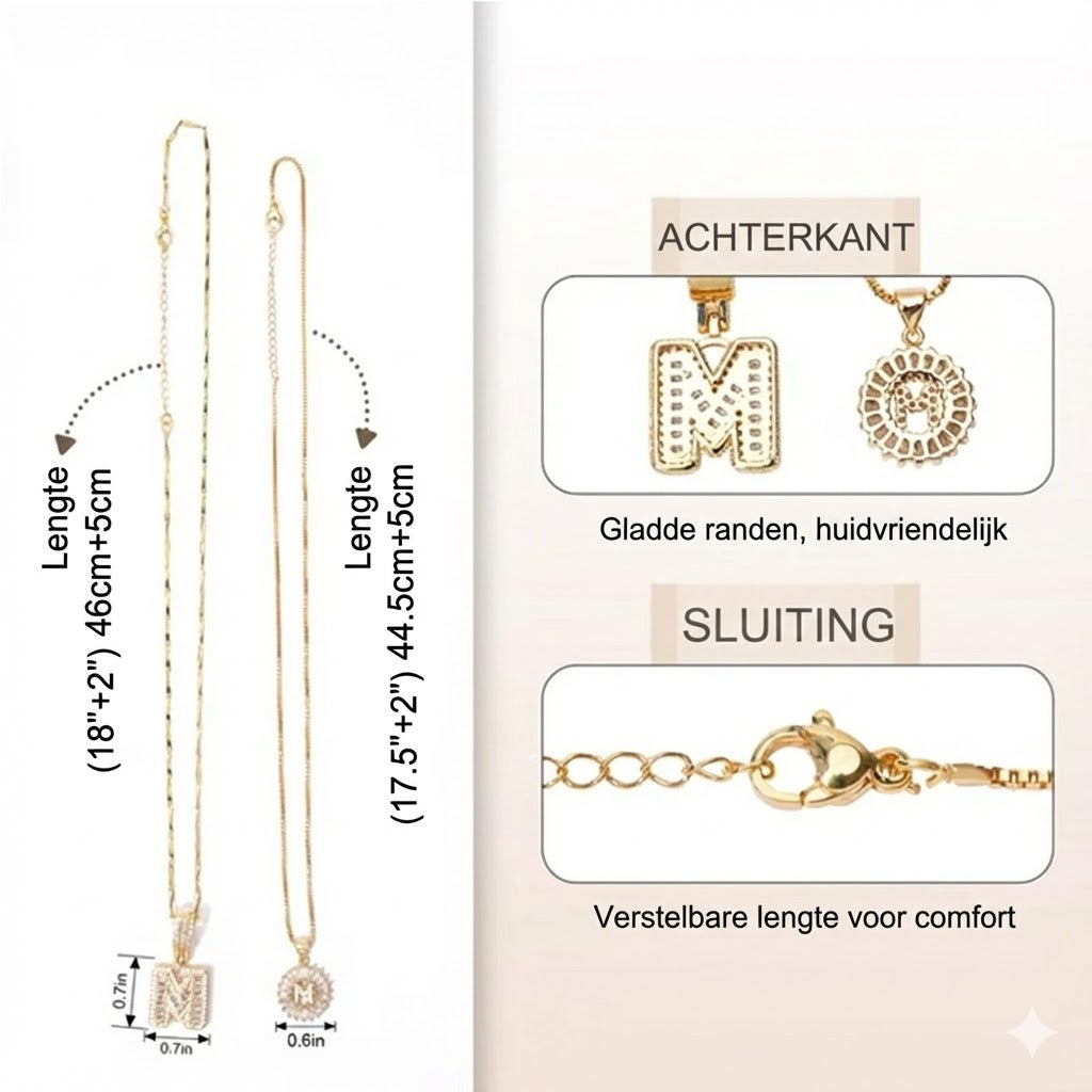 Gouden alfabet hanger ketting