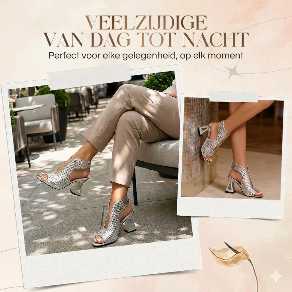 Elegante damessandalen met peeptoe-hak