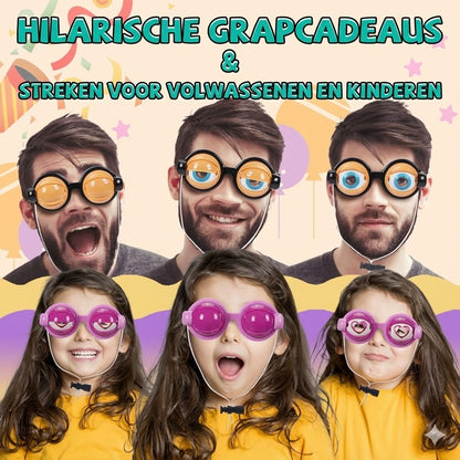 Grappige bril met knipogend oogmechanisme