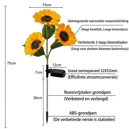 Waterdichte zonne-energie lampen（3 Zonnebloemlampen）