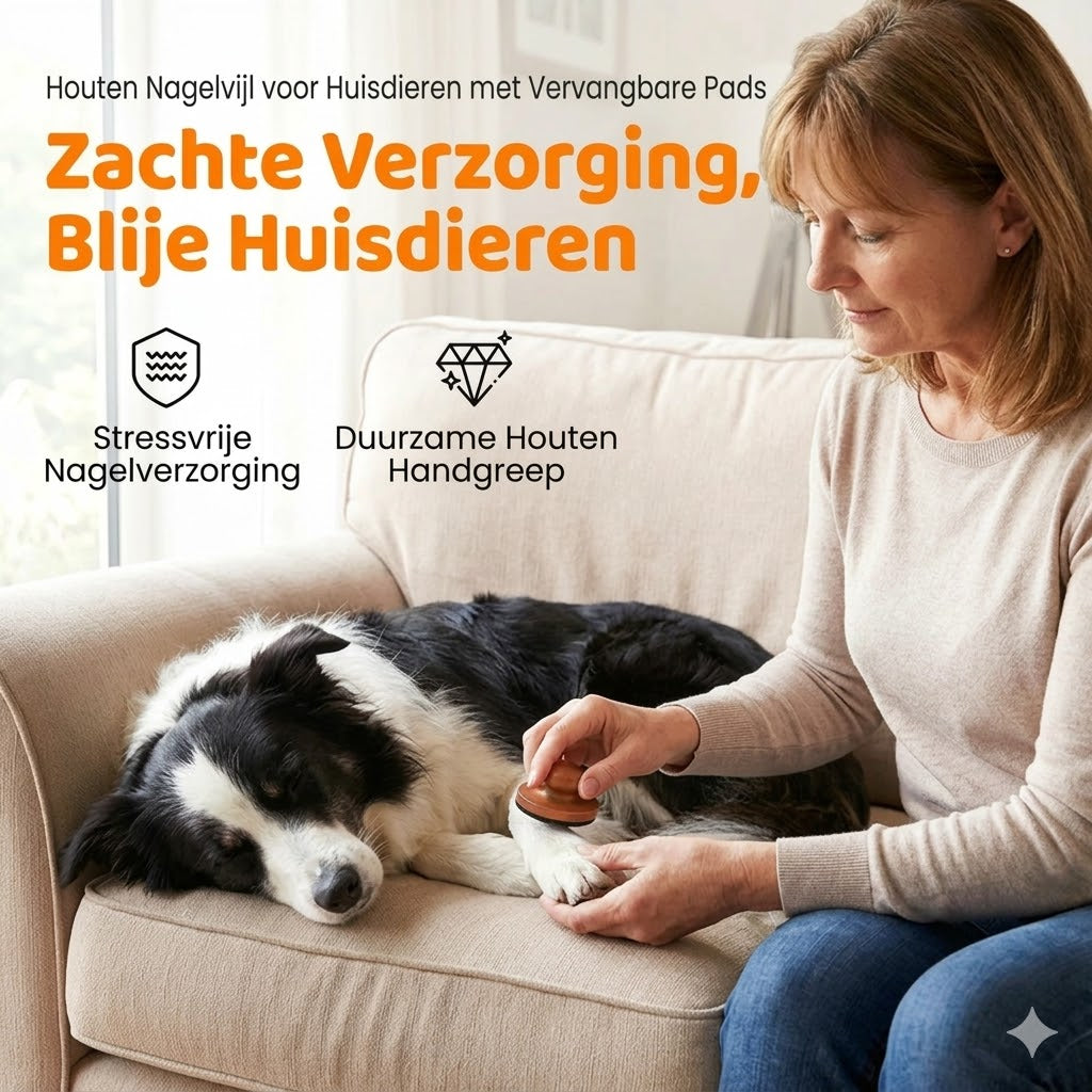 Houten nagelvijl voor huisdieren met vervangbare vijlpads