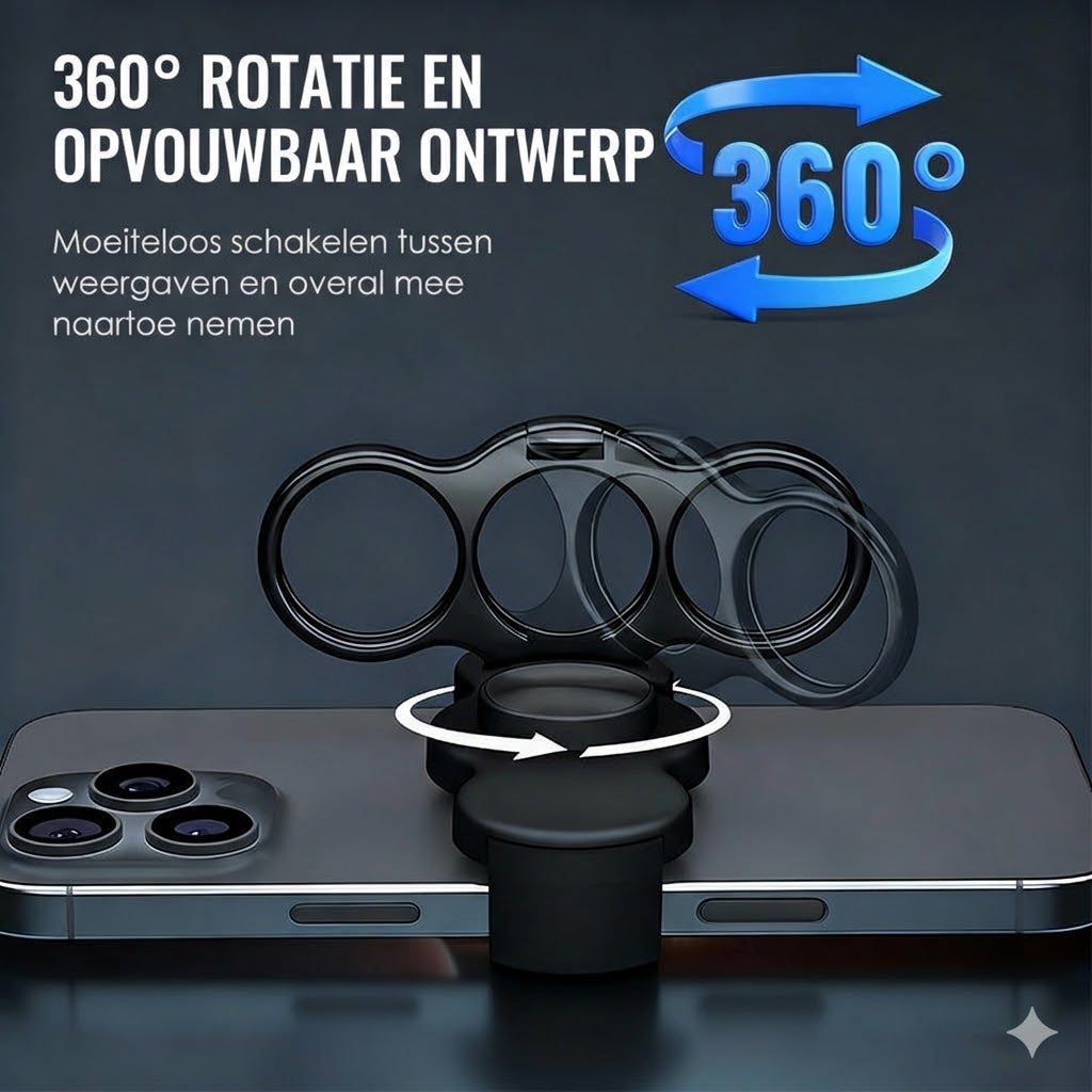 Dubbele ring met drie vingers en clip aan de achterkant